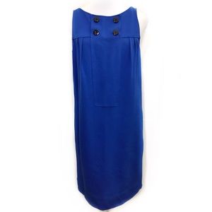 Diane Von Furstenberg 6 Blue Shift Dress Mod Retro Tulip Buttons